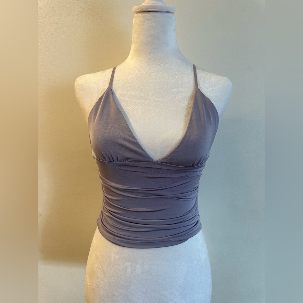 Satin purple triangle tank top